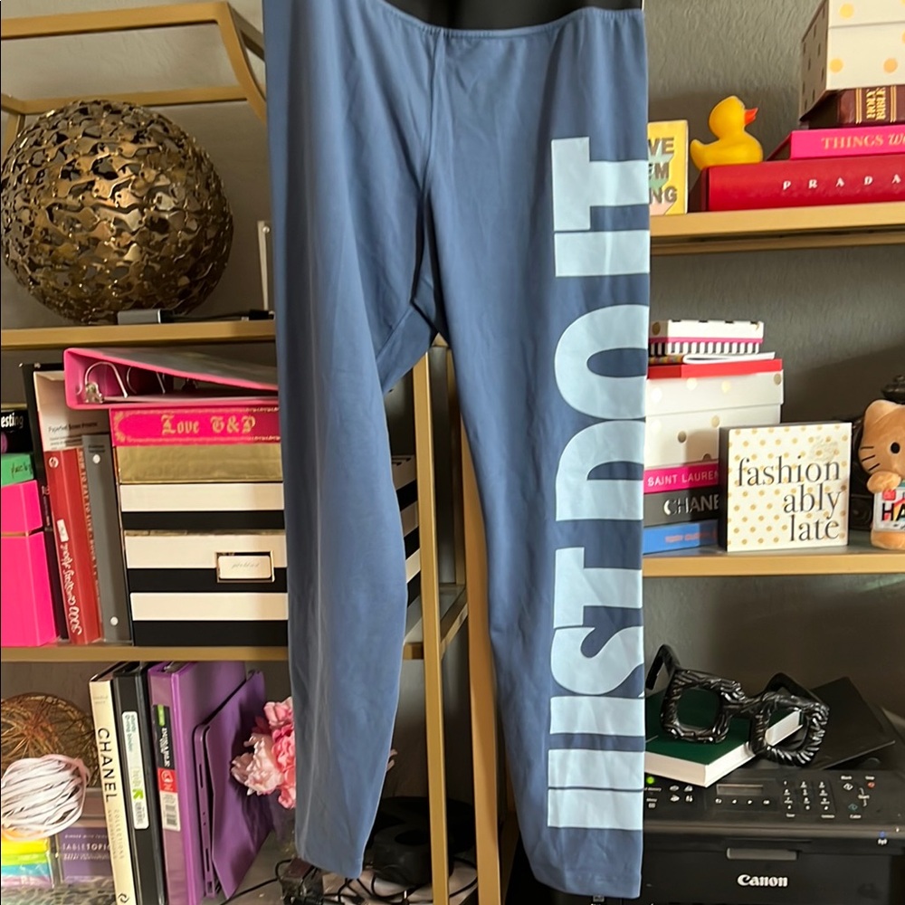 Nike Blue Leggings with Just Do It Graphic